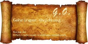 Gehringer Ovidiusz névjegykártya
